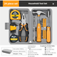 Yellow 24-Piece Household Tool Set, Complete Home Repair Kit with Tape Measure, Pliers, Screwdrivers, Hammer, and 12 Bits Set