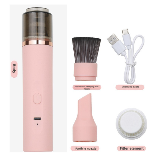 Pink Mini Portable Wireless Dust Vacuum Cleaner, Powerful and Long-Lasting Handheld Vacuum for Makeup Tables, Powder, and Dust