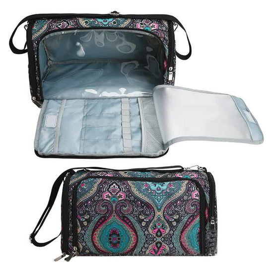 Geometric Patterns Multi-Functional Crochet Hook and Yarn Storage Bag – Convenient Carrying Case for Crochet, Knitting Tools, and Yarn, with Stylish Pattern Design (Tools Not Included)