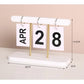 White Modern Minimalist Wooden Flip Calendar - Stylish Desktop Calendar for Home, Office, and Study Room