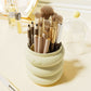 Pink 360° Rotating Makeup Brush Holder with Clear Dome – Stylish Organizer for Vanity, Desk, and Bathroom