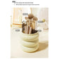 Yellow 360° Rotating Makeup Brush Holder with Clear Dome – Stylish Organizer for Vanity, Desk, and Bathroom