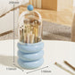 Blue 360° Rotating Makeup Brush Holder with Clear Dome – Stylish Organizer for Vanity, Desk, and Bathroom