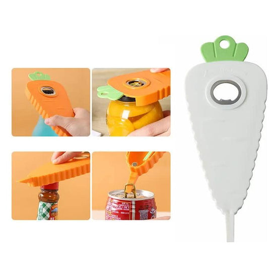 2 Pcs White Carrot-Shaped Multi-Function Bottle Opener - Versatile Kitchen Tool for Jars, Cans, and Bottles