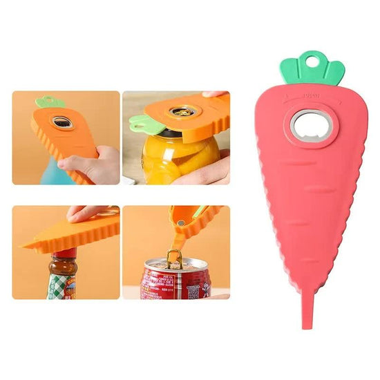 2 Pcs Red Carrot-Shaped Multi-Function Bottle Opener - Versatile Kitchen Tool for Jars, Cans, and Bottles