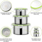 Brown 3-Piece 304 Stainless Steel Food Storage Set with Leak-Proof Lids – Round Design for Fridge and Meal Prep