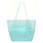 Blue Breathable Mesh Beach Tote Bag - Large Capacity Sand-Free Bag with Zipper Pocket & Multi-Purpose Storage