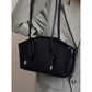 Elegant Black PU Handbag with Stylish Chain Closure – Spacious and Versatile Shoulder Bag