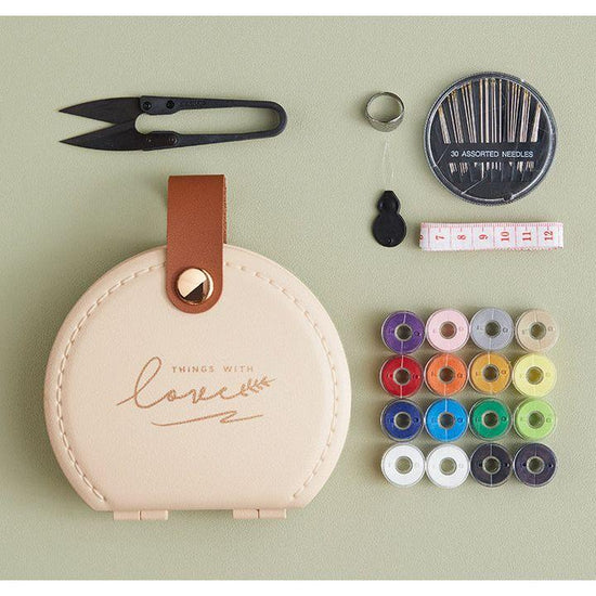 Apricot Portable Sewing Kit with Threads, Needles, and Tools - Compact Travel Case for Sewing Accessories