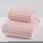Pink Soft Candy Stripe Coral Fleece Bath Towel and Washcloth Set, Ultra Absorbent, Skin-Friendly