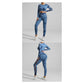 Dark Blue Size L Tie-Dye Yoga Set Long Sleeve Butt Lift Leggings Seamless Workout Training Gym Clothes