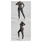 Dark Gray Size L Tie-Dye Yoga Set Long Sleeve Butt Lift Leggings Seamless Workout Training Gym Clothes
