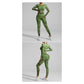 Grass Green Size M Tie-Dye Yoga Set Long Sleeve Butt Lift Leggings Seamless Workout Training Gym Clothes