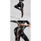 Black and Grey Tie-Dye Size M Tie-Dye Yoga Set Long Sleeve Butt Lift Leggings Seamless Workout Training Gym Clothes