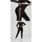Black Size L Tie-Dye Yoga Set Long Sleeve Butt Lift Leggings Seamless Workout Training Gym Clothes