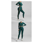 Dark Green Size S Tie-Dye Yoga Set Long Sleeve Butt Lift Leggings Seamless Workout Training Gym Clothes