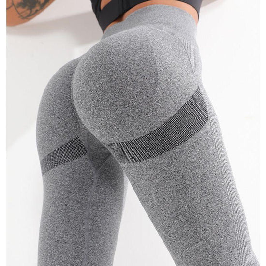 Dark Grey Size L High-Waisted Butt-Lifting Seamless Yoga Leggings for Women - Knitted Fitness Pants