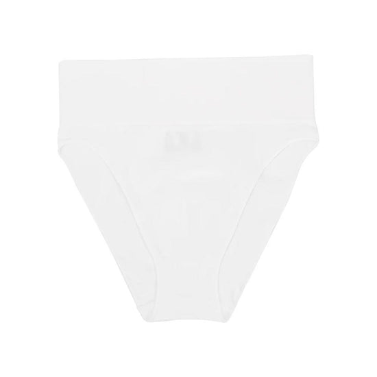 3 Pcs Size L White Microfiber High-Waisted Thong Underwear with Tummy Control - Slimming Comfort