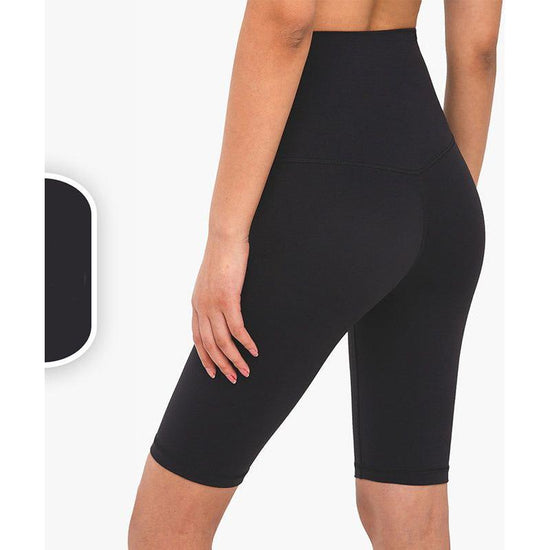 Size L Black Seamless High-Waisted Yoga Shorts for Women - Tummy Control & Butt Lifting Fitness Shorts
