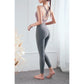 Size L Khaki High-Waisted Seamless Yoga Pants for Women - Tummy Control, Butt Lifting & Back Waistband Pocket