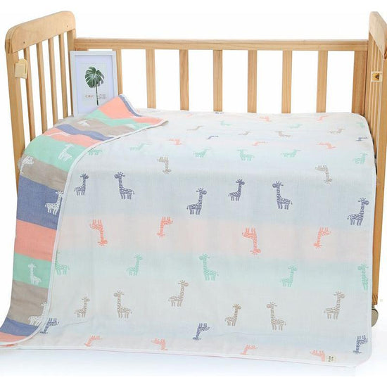 Giraffe, 6-Layer Muslin Baby Blanket - Soft Cotton Bedding for Infants and Toddlers, 110x110 cm,