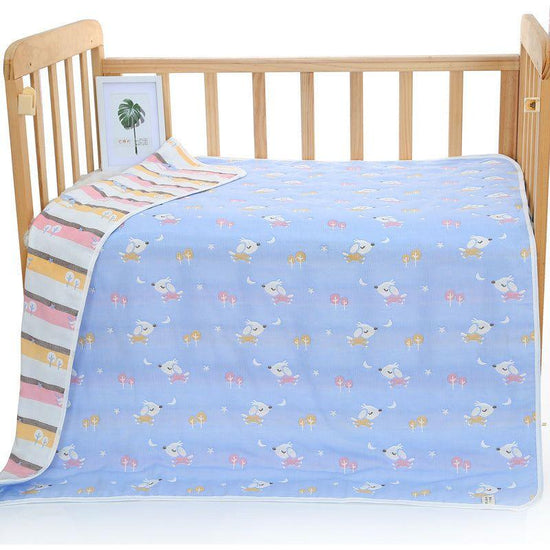 Blue Dog, 6-Layer Muslin Baby Blanket - Soft Cotton Bedding for Infants and Toddlers, 110x110cm