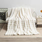 Off White 70*100cm Plush Toscana Rabbit Hair Throw Blanket - Soft Flannel Fleece for All Seasons, Perfect for Couch & Bed