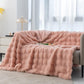 Pink 100*160cm Plush Toscana Rabbit Hair Throw Blanket - Soft Flannel Fleece for All Seasons, Perfect for Couch & Bed