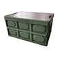 30L Green Foldable Storage Box with Wooden Lid - Multifunctional Car Organizer, Outdoor Folding Storage Container