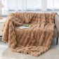 Coffee 130*160cm Plush Toscana Rabbit Hair Throw Blanket - Soft Flannel Fleece for All Seasons, Perfect for Couch & Bed