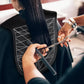 Black Striped Silicone Hairdressing Cape - Extended Oversized Shoulder Pad for Hair Dyeing and Perming