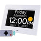 White Crystal Clear 7-Inch Digital Day Clock with Auto Dimming & Voice Assist - Perfect for Seniors