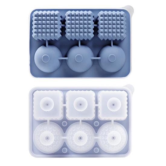 2 PCS Sphere & Square Ice Cube Tray (Blue) - Novelty Silicone Ice Maker for Whiskey Cocktails