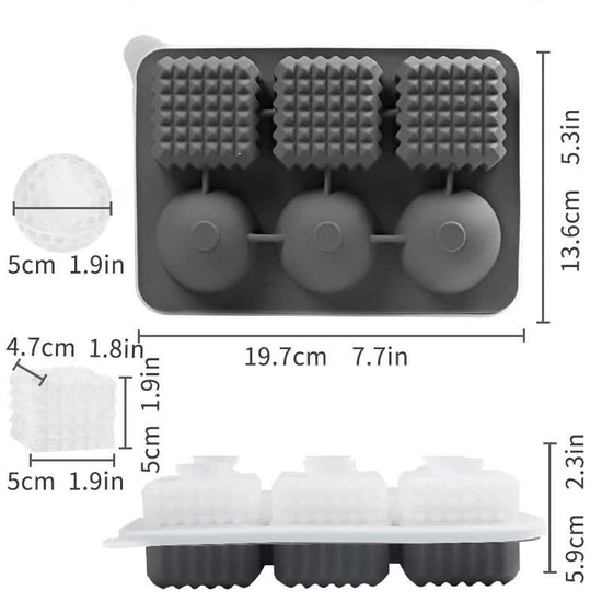 2 PCS Sphere & Square Ice Cube Tray (Pink) - Novelty Silicone Ice Maker for Whiskey Cocktails