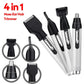 4-in-1 Electric Nose & Ear Hair Trimmer Set - USB Rechargeable Grooming Kit