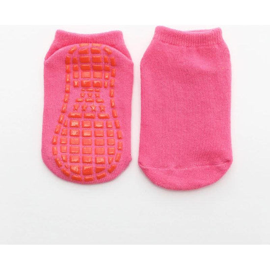 Rose Red 6-Pairs Adult Non-Slip Trampoline Socks - Colorful Anti-Skid Floor Socks with PVC Grip Dots, 35-42EU