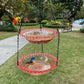 2 Set Pink Elegant Hanging Glass Bird Feeder - Double Tier for Garden Birds
