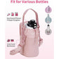 Beige Stylish Water Bottle Carrier Bag with Phone Pocket, Key Clip & Adjustable Strap - Crossbody Sling Holder