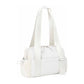 Stylish white Mini Gym Bag & Travel Tote - Compact Duffel with Wet Pocket, Luggage Sleeve & Multiple Compartments