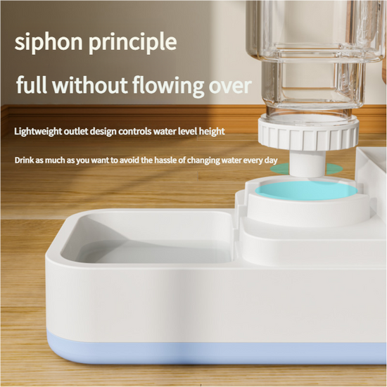 Grey 2-in-1 Automatic Pet Water and Food Dispenser - Gravity Feeder for Cats and Dogs