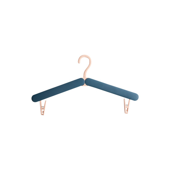 2PCS Blue Portable Travel Hanger with Hidden Clips - Lightweight Folding Clothes Hanger for Socks and Small Items