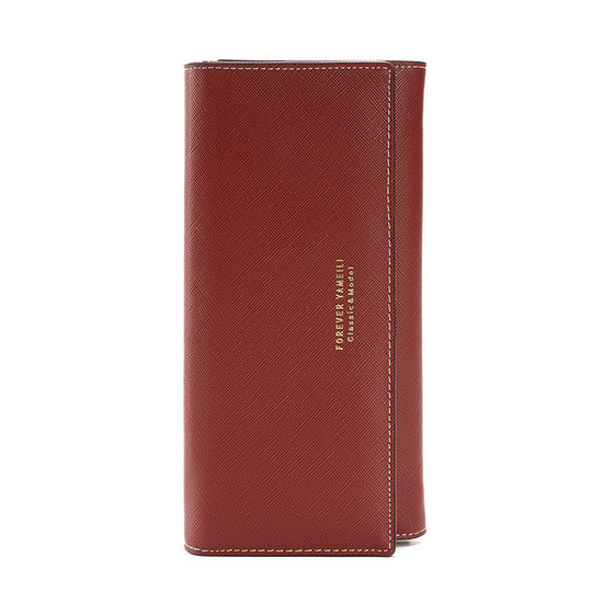 Deep Red PU Slim Wallet with Polyester Interior - Stylish Clutch for Cards and Cash
