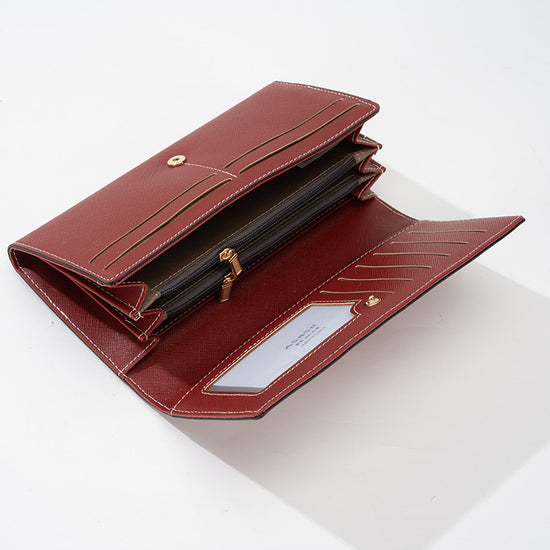 Green PU Slim Wallet with Polyester Interior - Stylish Clutch for Cards and Cash