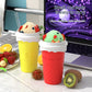 Rose Red Cool Summer Slushie Cup - 500ml Quick-Freeze Smoothie Maker with Straw