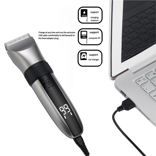 Cordless Electric Hair Clipper with LED Display - 8 colourful Adjustable Lengths