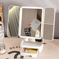 Elegant Tri-Fold Shell LED Vanity Mirror - Smart Makeup Gift with Storage & Illumination