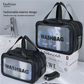 2PCS Dual-Layer Transparent PU Cosmetic Pouch - Wet and Dry Separation, Large size(31*15*20cm)- Pink