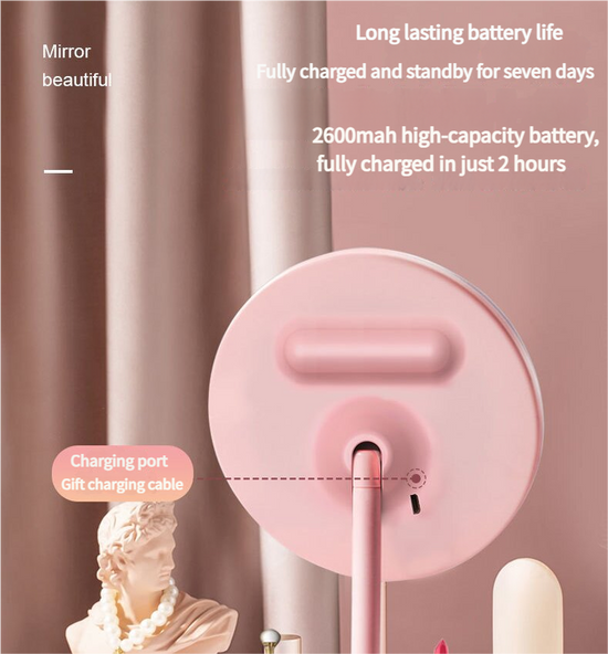 3PCS LED Makeup Mirror with Lights - Portable Tabletop Vanity Mirror, INS Style, Pink