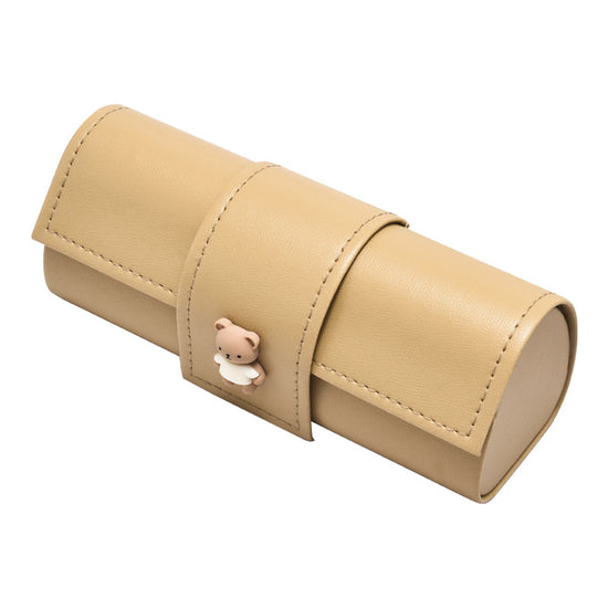 3 PCS Cute Bear PU Leather Glasses Case Large Capacity - Portable Protective Sunglasses Holder for Big Frames - Brown Eyewear Storage Box