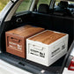 40cm Brown Multifunctional Foldable Storage Box with Wooden Lid - Collapsible Outdoor Camping Crate, Stackable Home Organizer with Side-Opening Doors for Car Trunk, Picnic and Pantry